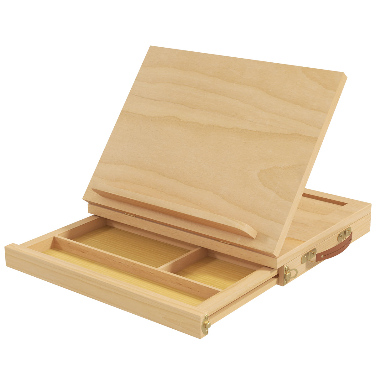 Tabletop easel, small easel, 1 drawer, 3 compartments, solid wood, natural