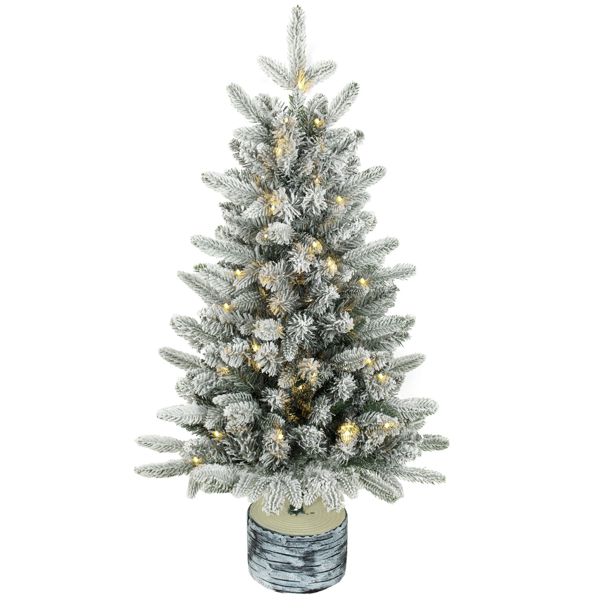 HOMCOM Künstlicher Weihnachtsbaum, 90 cm Christbaum mit 50 LED-Beleuchtung 240 Spitzen Kunstschnee