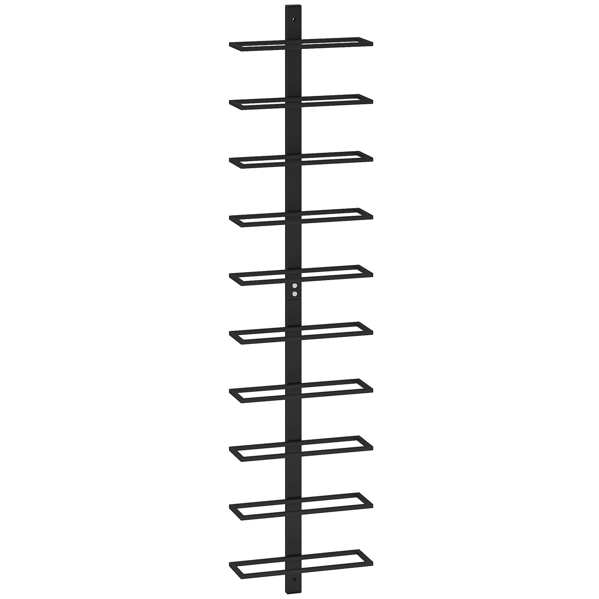 HOMCOM Weinregal, Wandregal für 10 Flaschen Wein, 10 Ebenen, Metall, für Küche, Wohnzimmer, Hausbar, Schwarz