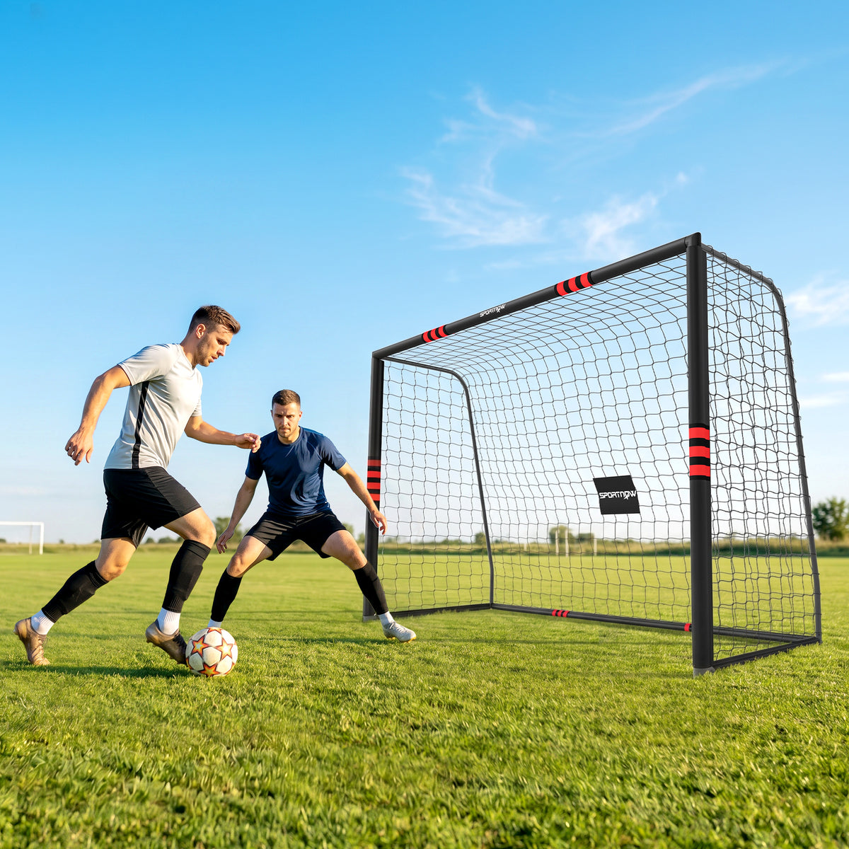 Garden Football Goal 300 x 200 cm Robust Outdoor Goal with Net Padding Ground Anchors Anti-Rust Coating (2)