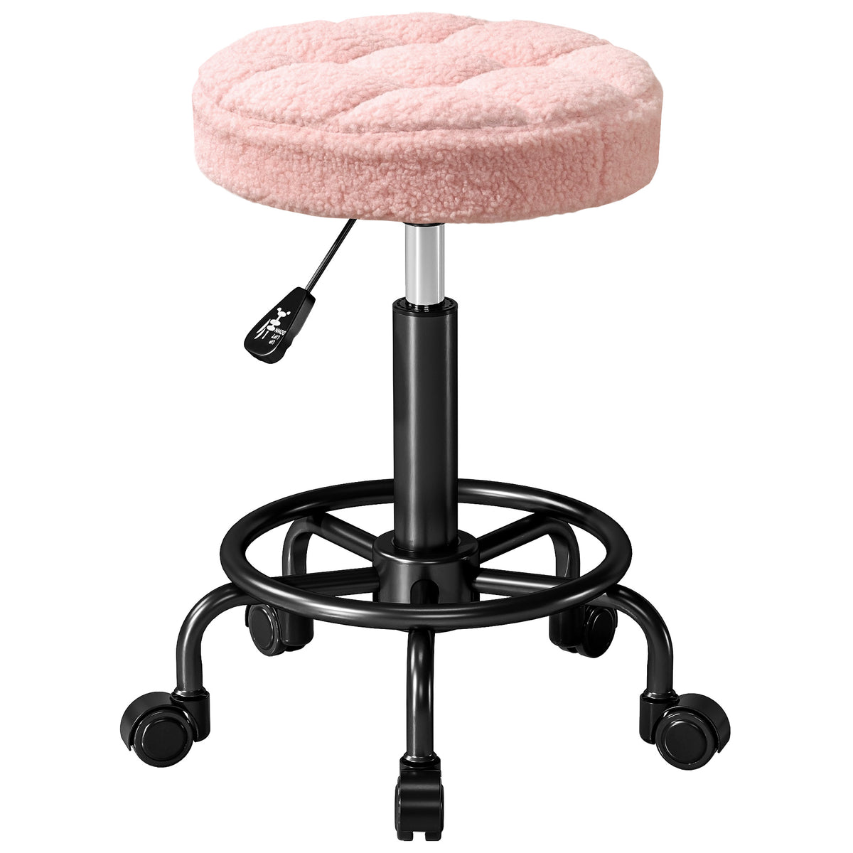 Height-adjustable rolling stool swivel stool 55-66 cm work stool 360° rotatable Ø50 x 50-66 cm pink