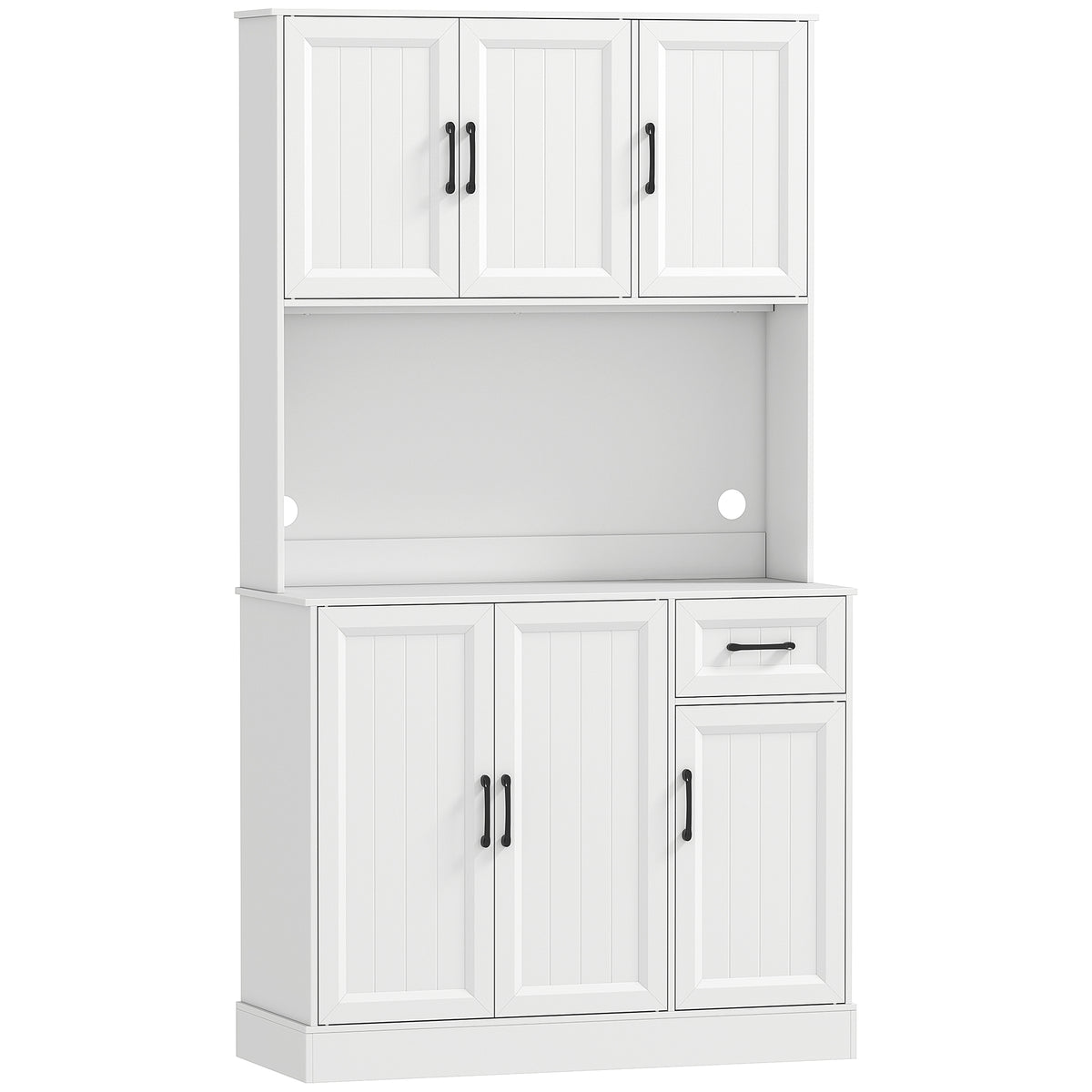 HOMCOM Küchenschrank, 180,5 cm, Vorratsschrank, Arbeitsfläche, Kabelloch, verstellbare Regale, MDF, Weiß