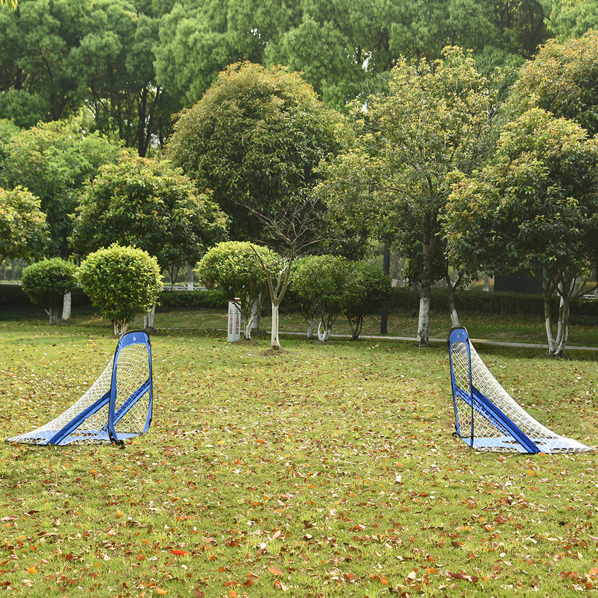 Soccer goals, pop-up goal, portable soccer net, set of 2 mini goals, mobile with carrying bag, foldable, blue (2)