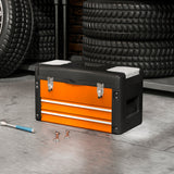 HOMCOM Werkzeugkiste leer, 49,7 x 25,3 x 28,9 cm Werkzeugkasten mit Schublade, Mini-Box Stahl Orange – Produktabbildung 10