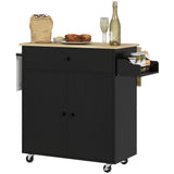 HOMCOM Küchenwagen mit Schublade, Schrankfach, Handtuchstange, 106 x 42 x 87 cm, Schwarz/Eiche – Produktabbildung 10