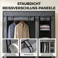 HOMCOM Mobiler Stoffkleiderschrank mit Kleiderstange und 5 Ablagefächern, Grau – Produktabbildung 6