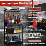 HOMCOM Werkbank 80 x 40,5 x 155 cm Werkzeugbank mit Lochwand, Haken, Schublade, 2 Ablagen für Werkstatt – Produktabbildung 5