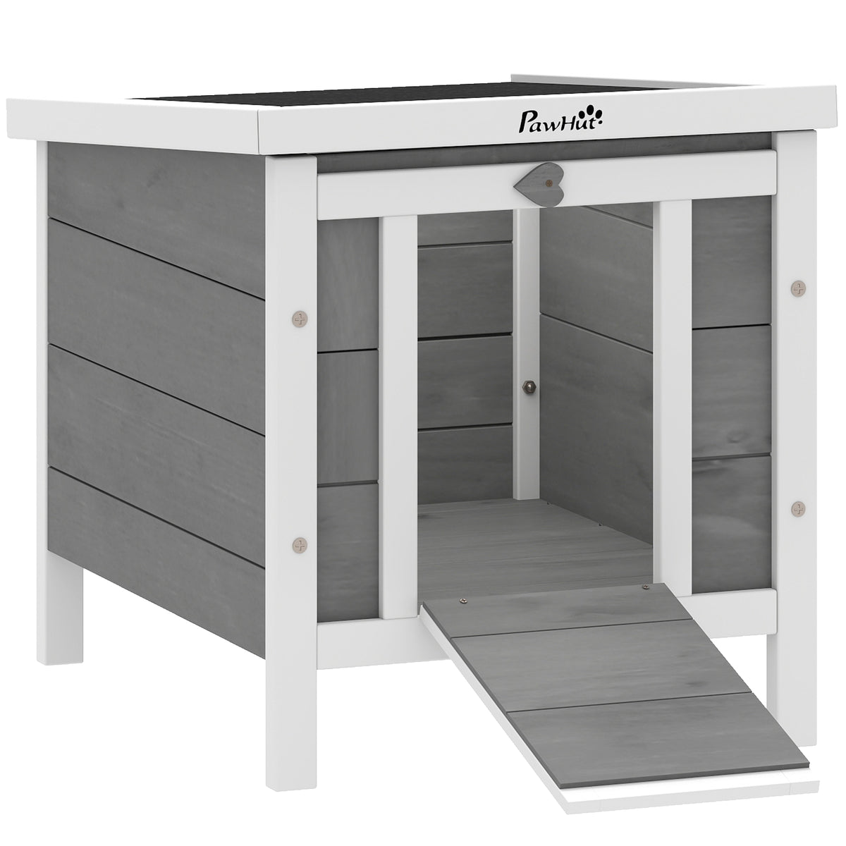 Small Animal Hutch Small Animal House with Ramp Wood Grey