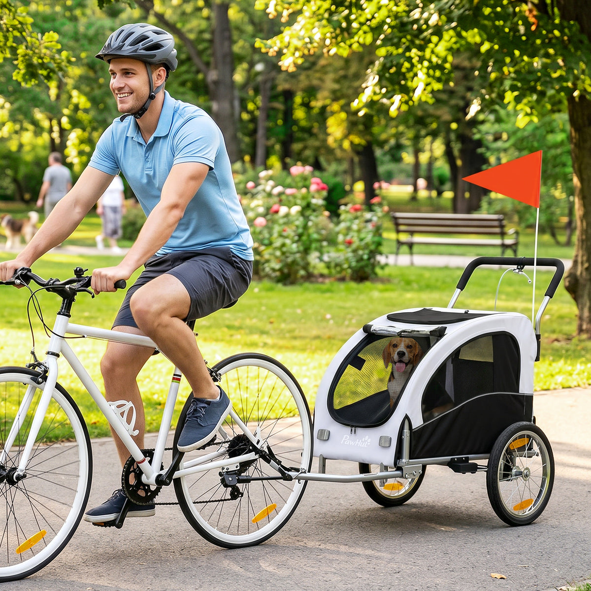 PawHut 2-in-1 Hundeanhänger für Fahrrad Faltbarer Hundebuggy für kleine & mittelgroße Hunde bis 20 kg – Produktabbildung 2