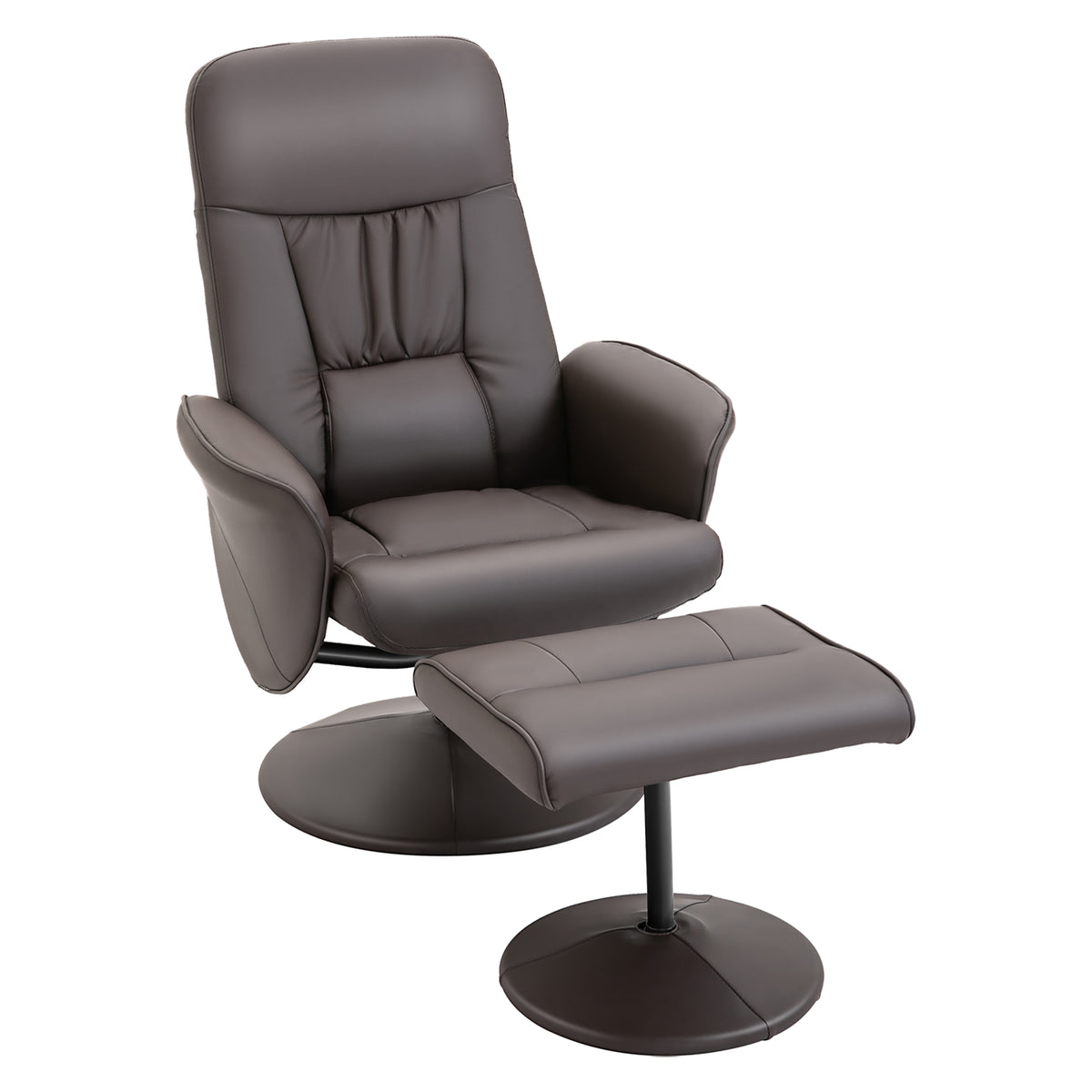 2-piece armchair set, armchair with ottoman, recliner with ottoman, height-adjustable, reclining backrest, brown