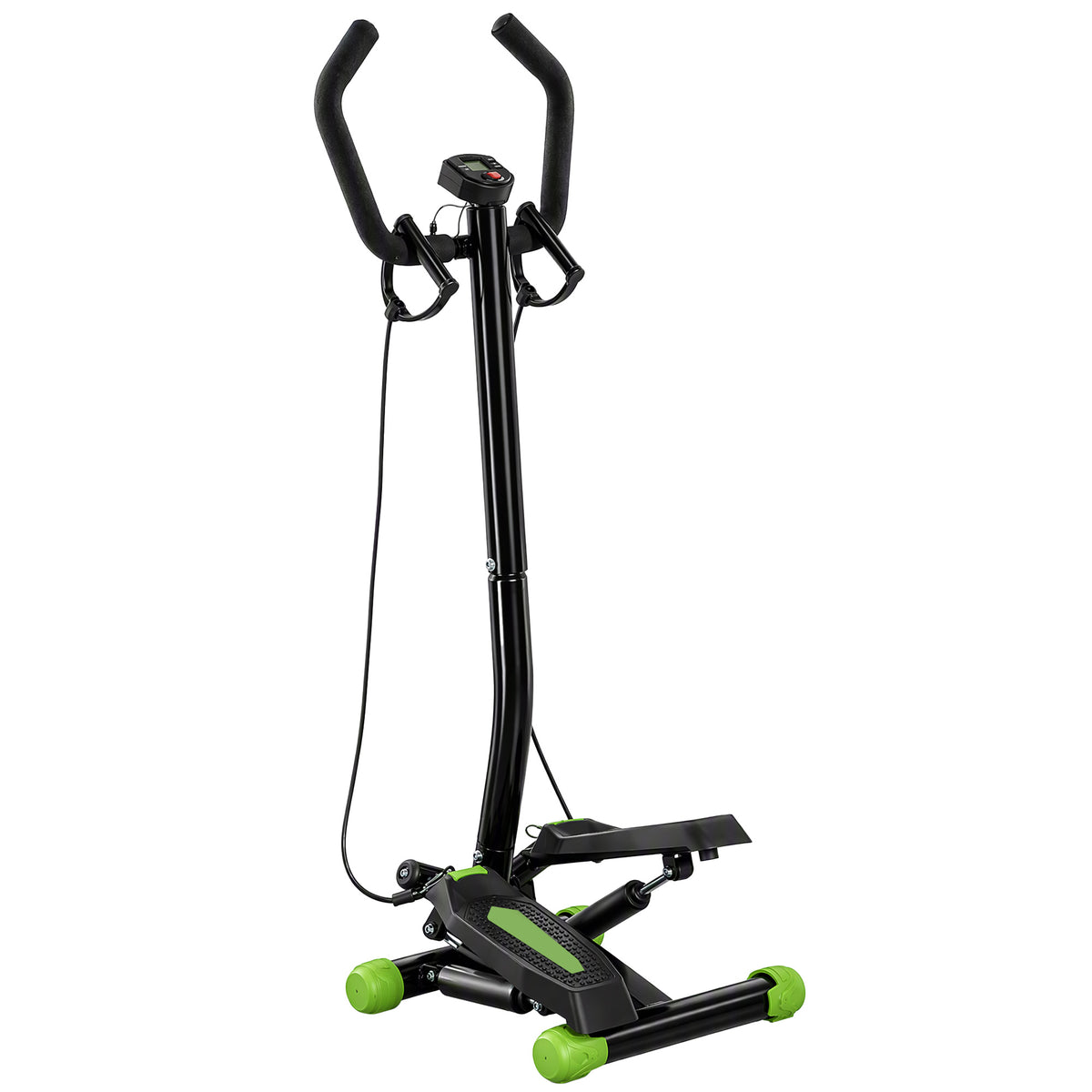 HOMCOM Stepper Sidestepper mit Haltegriff Trainingsbänder Hydraulischer Widerstand Heimtrainer LCD Display