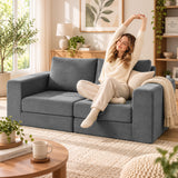 HOMCOM Schlafsofa 4-in-1 Schlaffunktion ausziehbar Klappsofa Kissen 2 Sitzer Grau – Produktabbildung 10