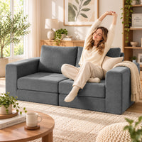 HOMCOM Schlafsofa 4-in-1 Schlaffunktion ausziehbar Klappsofa Kissen 2 Sitzer Grau – Produktabbildung 10