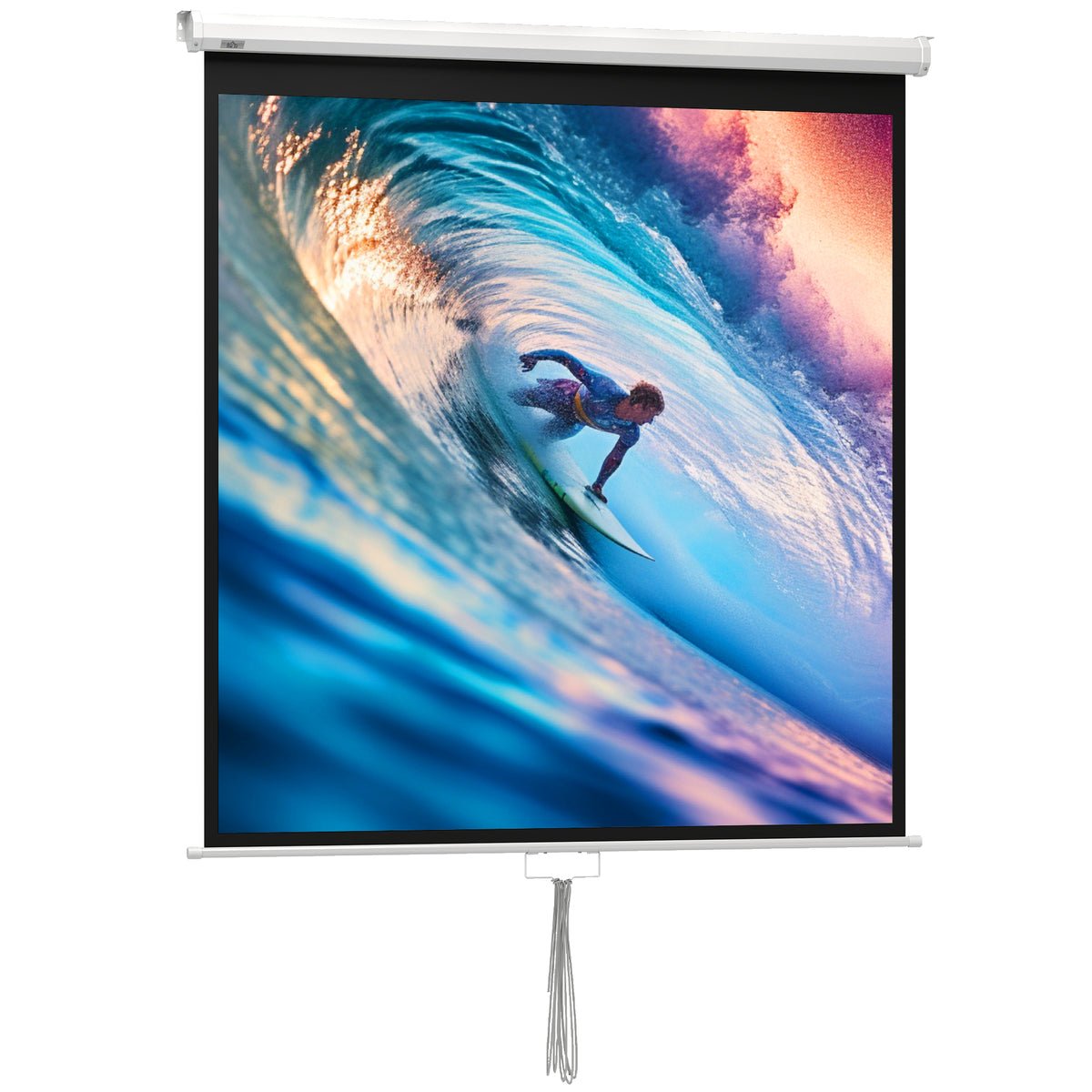 HOMCOM Beamer Leinwand 152 x 152 cm 85 Zoll 1:1 HD 4K Projektionsleinwand für Heimkino Büro-Präsentationen