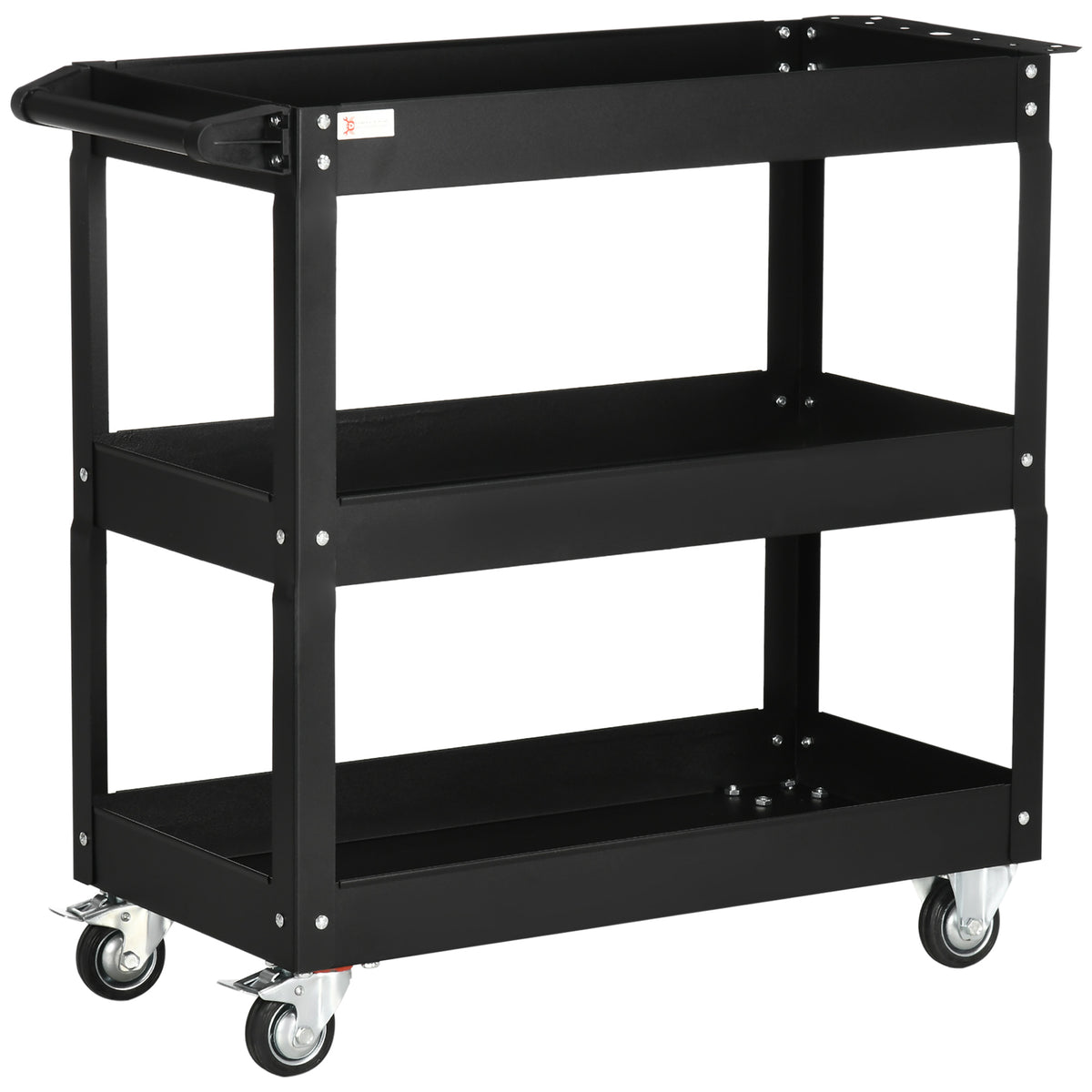 3-stufiger Werkzeugwagen, 4 Rollen, Stahl, 83B x 35,3T x 76H cm, Schwarz