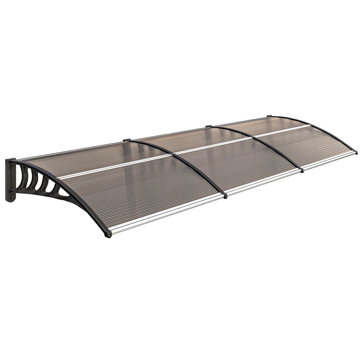 Outsunny Vordach für Haustür/Fenster, wetterfest, Braun, Aluminium-Verbindungstangen/Polycarbonat