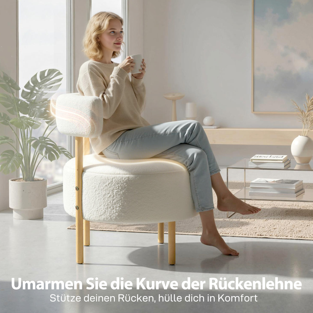 HOMCOM Sessel Loungesessel Relaxsessel mit Sherpa-Fleece, Metallbeinen in Holzoptik Polstersessel 67 x – Produktabbildung 5