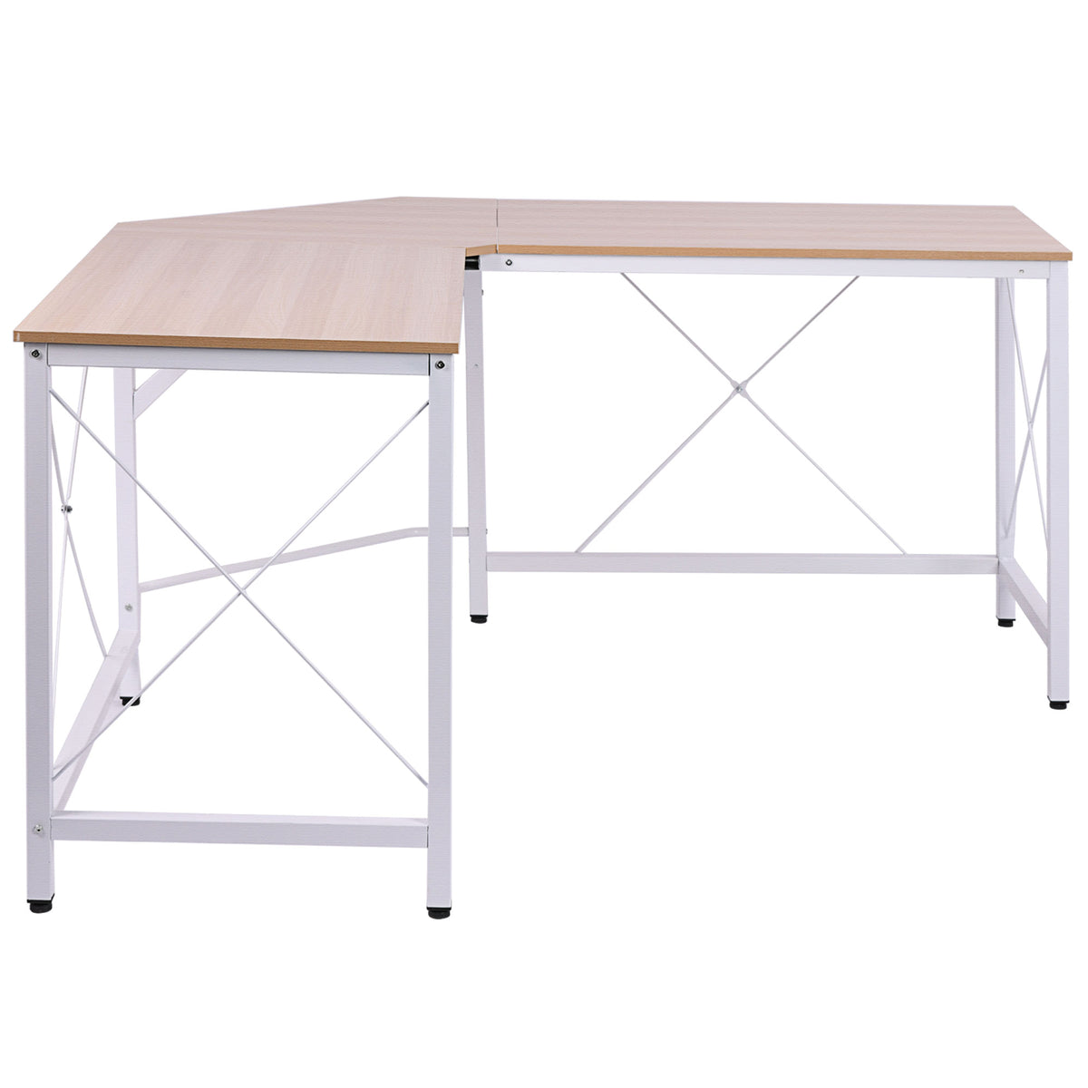HOMCOM Computertisch Schreibtisch L-Form Arbeitstisch Bürotisch Eckschreibtisch Winkelschreibtisch MDF Natur
