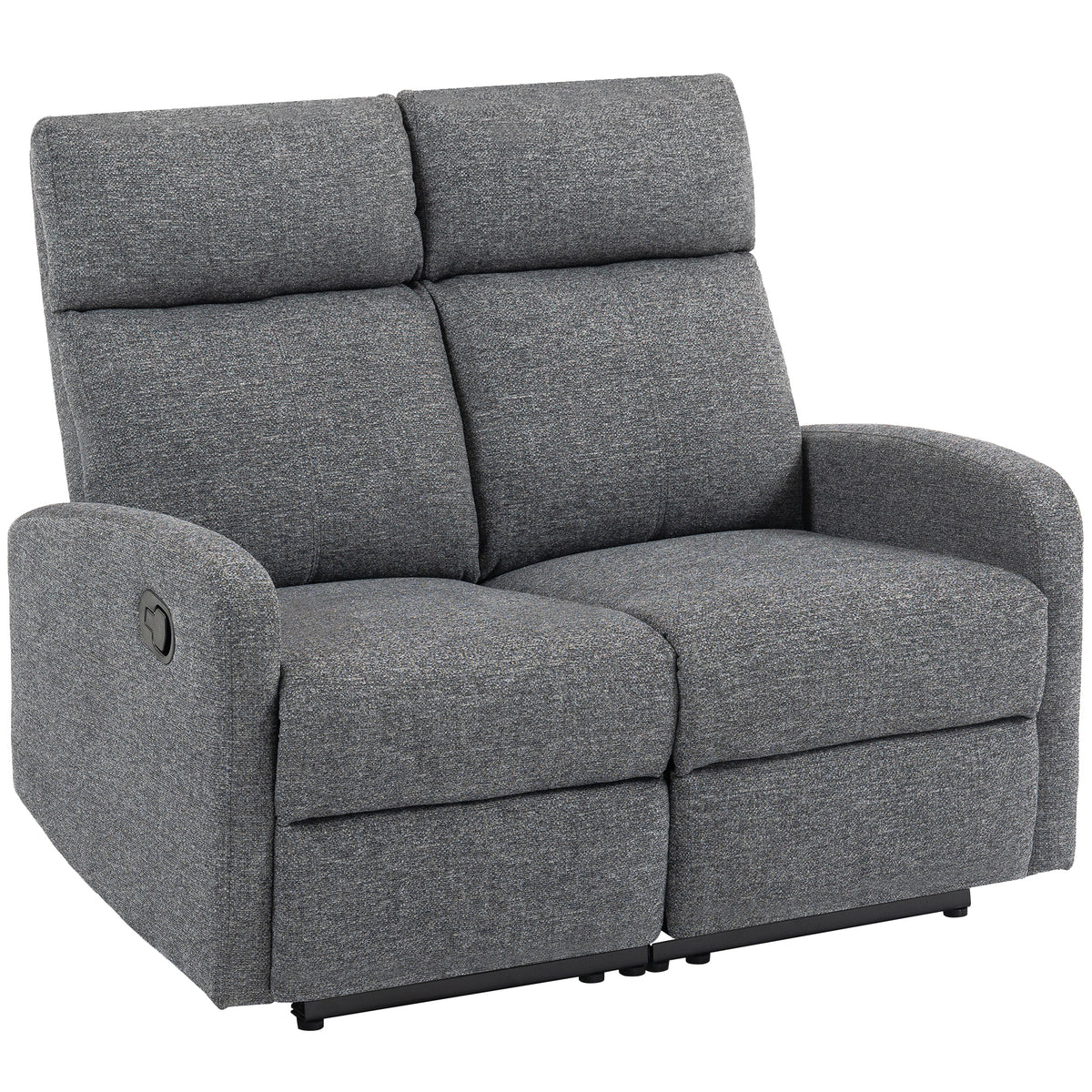 HOMCOM 2-Sitzer-Sofa, individuell verstellbare Rückenlehnen, Fußstütze, Stoffbezug, Stahl, Grau