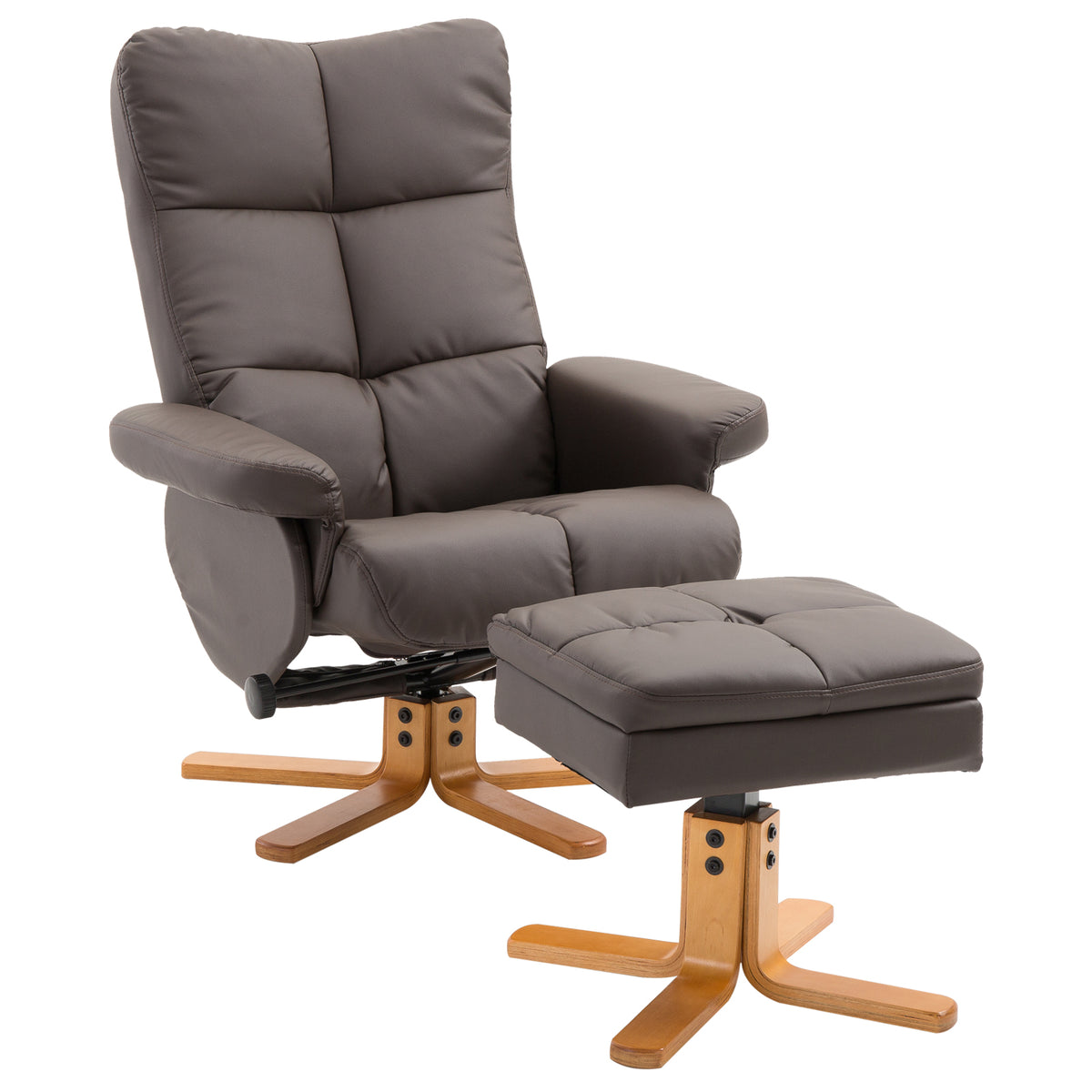 Recliner chair with footstool, 360° swivel TV chair with reclining function, reading chair for bedroom, living