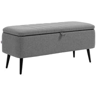 HOMCOM Sitzbank mit Stauraum Polsterbank mit Leinenoptik, Sitztruhe mit Stahlbeine 102 x 40 x 44 cm, Grau
