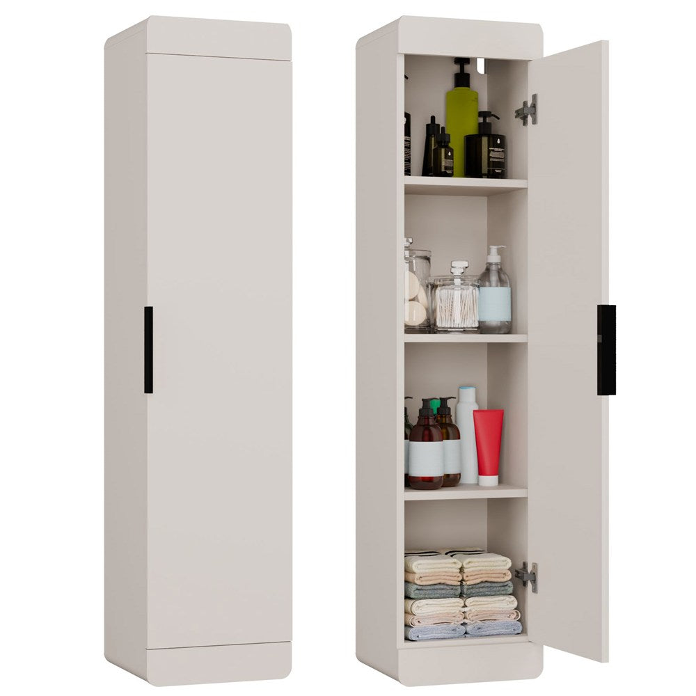 Hängender Badezimmerschrank TERRA 1D KASCHMIR BEIGE Hochschrank 4 Ablagen fürs Badezimmer