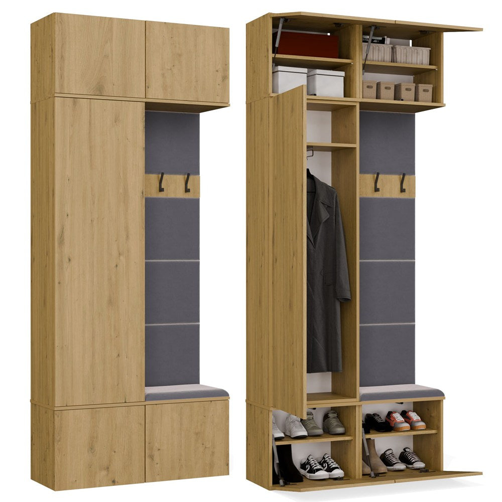 Garderobe Schrank + Kleiderpaneel HAGA II/1Sz1W EICHE ARTISAN