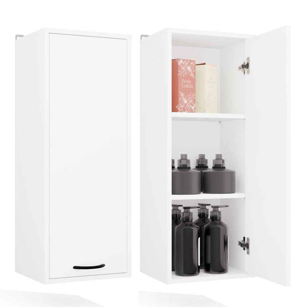 Hängender Badezimmerschrank Regal NINA W1D WEISS Hochschrank 1 Tür 3 Ablagen