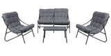 4-teiliges Gartenmöbelset VIBE Sessel Sofa Tisch GRAU