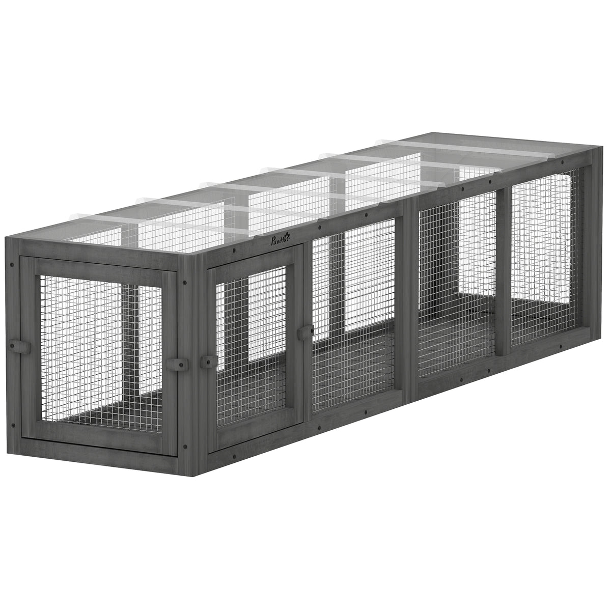 PawHut Katzentunnel Katzenspielzeug aus Holz mit 3 Türen, erweiterbar Spieltunnel für Katzen bis 10 kg, 151,5