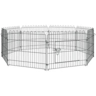 Welpenlaufstall 8-TLG Welpenauslauf mit 8 Gitterplatten Tür Schutzplane Freilaufgehege 61cm hoch Welpengitter