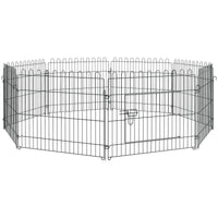 Welpenlaufstall 8-TLG Welpenauslauf mit 8 Gitterplatten Tür Schutzplane Freilaufgehege 61cm hoch Welpengitter