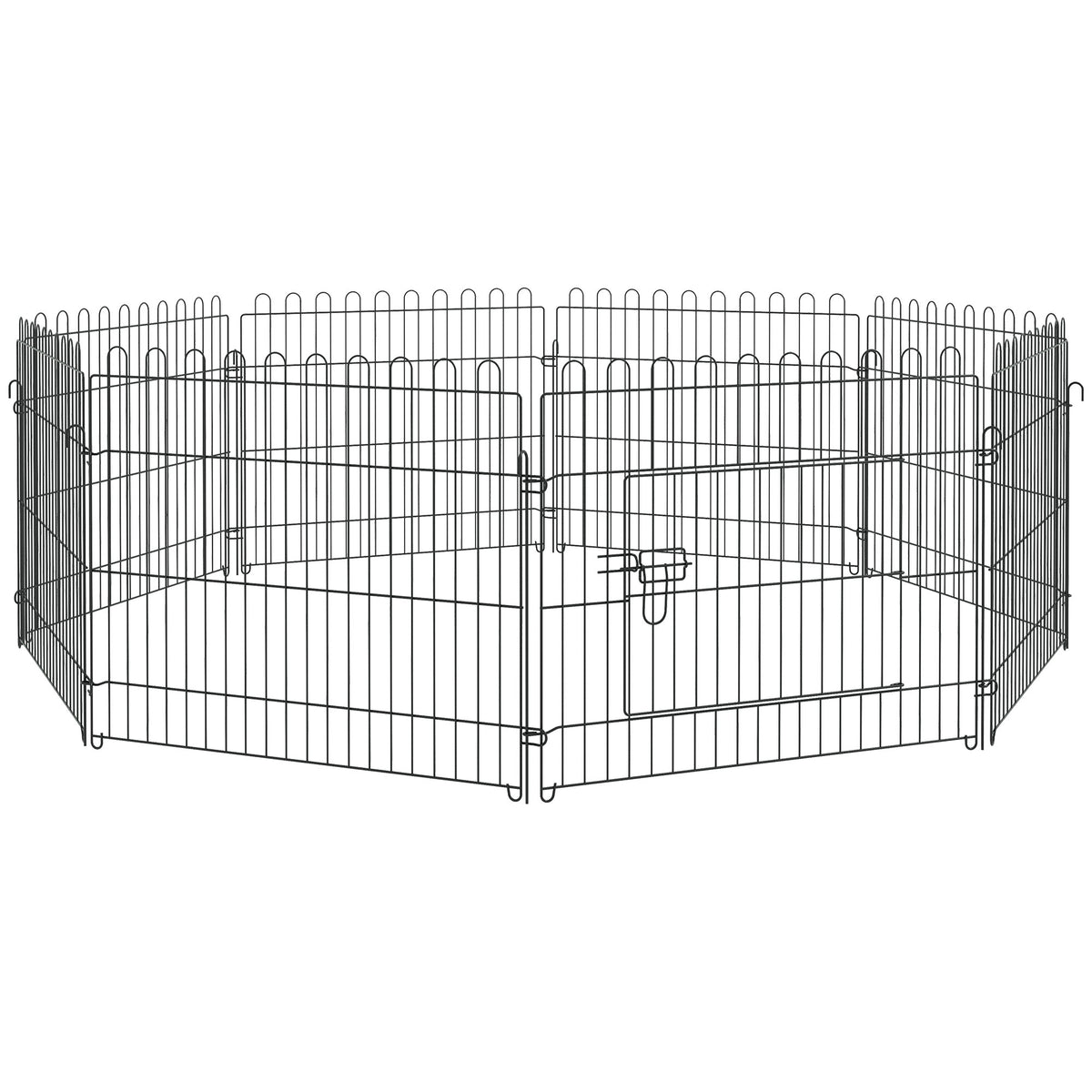 Welpenlaufstall 8-TLG Welpenauslauf mit 8 Gitterplatten Tür Schutzplane Freilaufgehege 61cm hoch Welpengitter