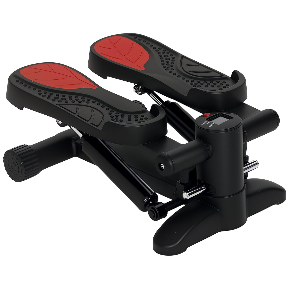 Mini stepper, compact stepper device for workout, fitness stepper with LCD monitor and non-slip pedals, black