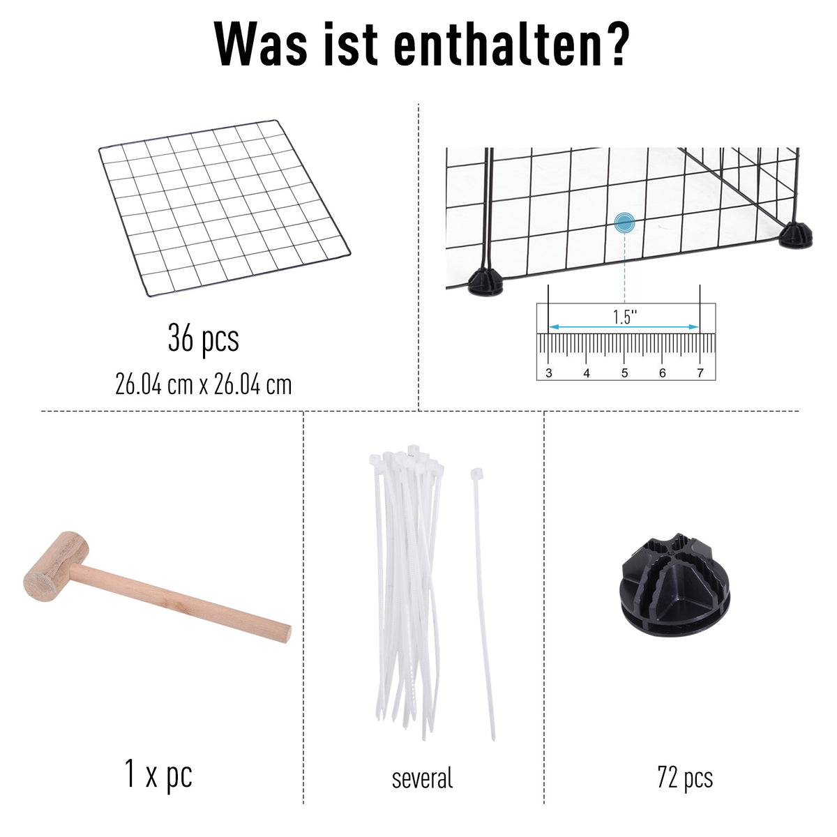 PawHut Freigehege, Freilaufgehege, Laufstall mit 36 Platten, Kleintiergehege für Kleintiere – Produktabbildung 4