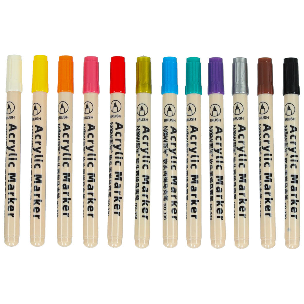IKONKA Acryl-Stoffmarker Stein Marker Stifte DIY wasserdichte Marker 12 Stück
