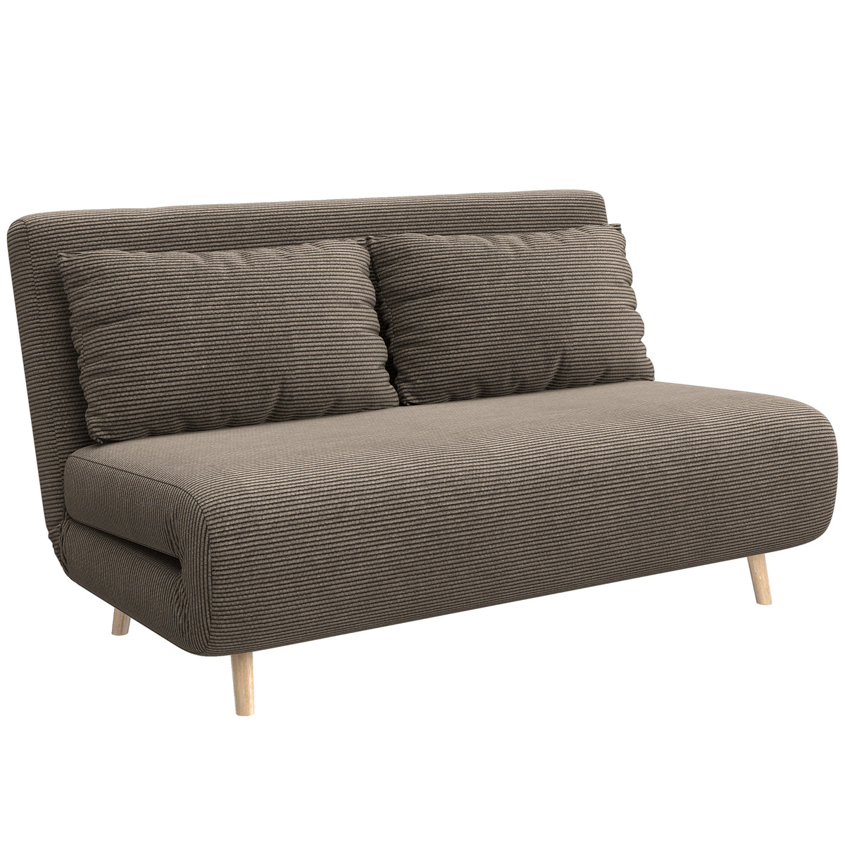 HOMCOM Schlafsofa, Gästebett, 3-fach verstellbare Rückenlehne, Kordoptik, bis 120 kg, 141 x 90 x 81 cm