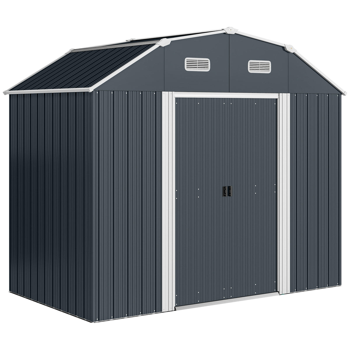 Garden shed, tool shed, garden shed, weather-resistant, 2 windows, 2 doors, 238 x 132 x 198.5 cm, dark gray