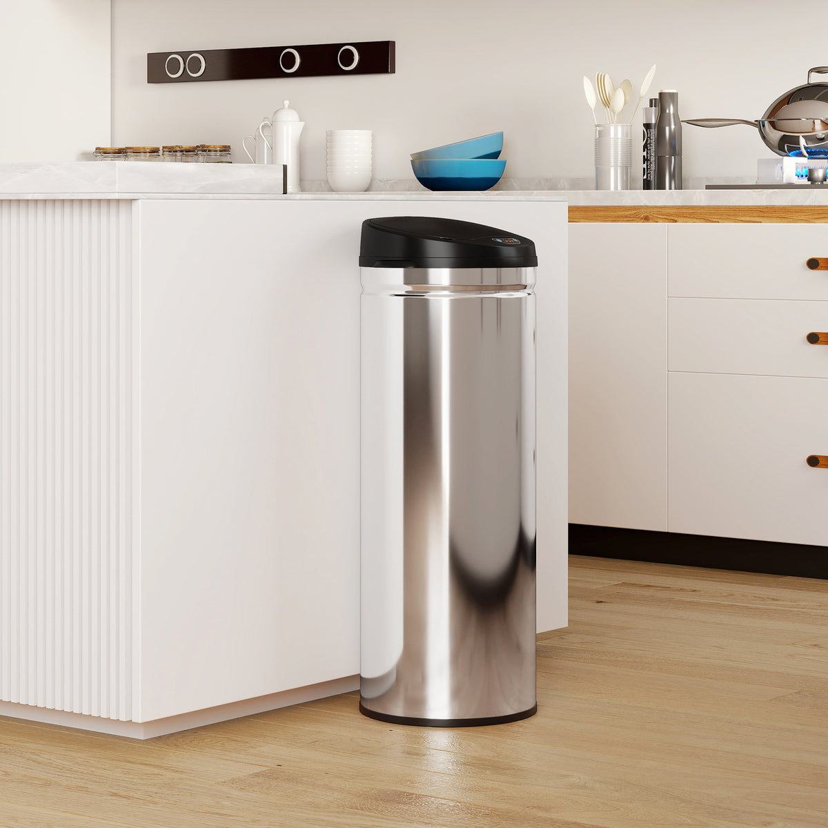 HOMCOM 50 Liter Sensor-Mülleimer mit Soft-Close-Funktion, berührungsfreier Abfalleimer aus Edelstahl für – Produktabbildung 2
