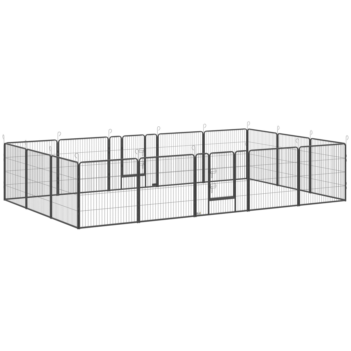 PawHut Welpenlaufstall, 16-teilig Welpenauslauf faltbar mit Tür für kleine, mittlere Hunde, 3,2 x 3,2 x 0,8