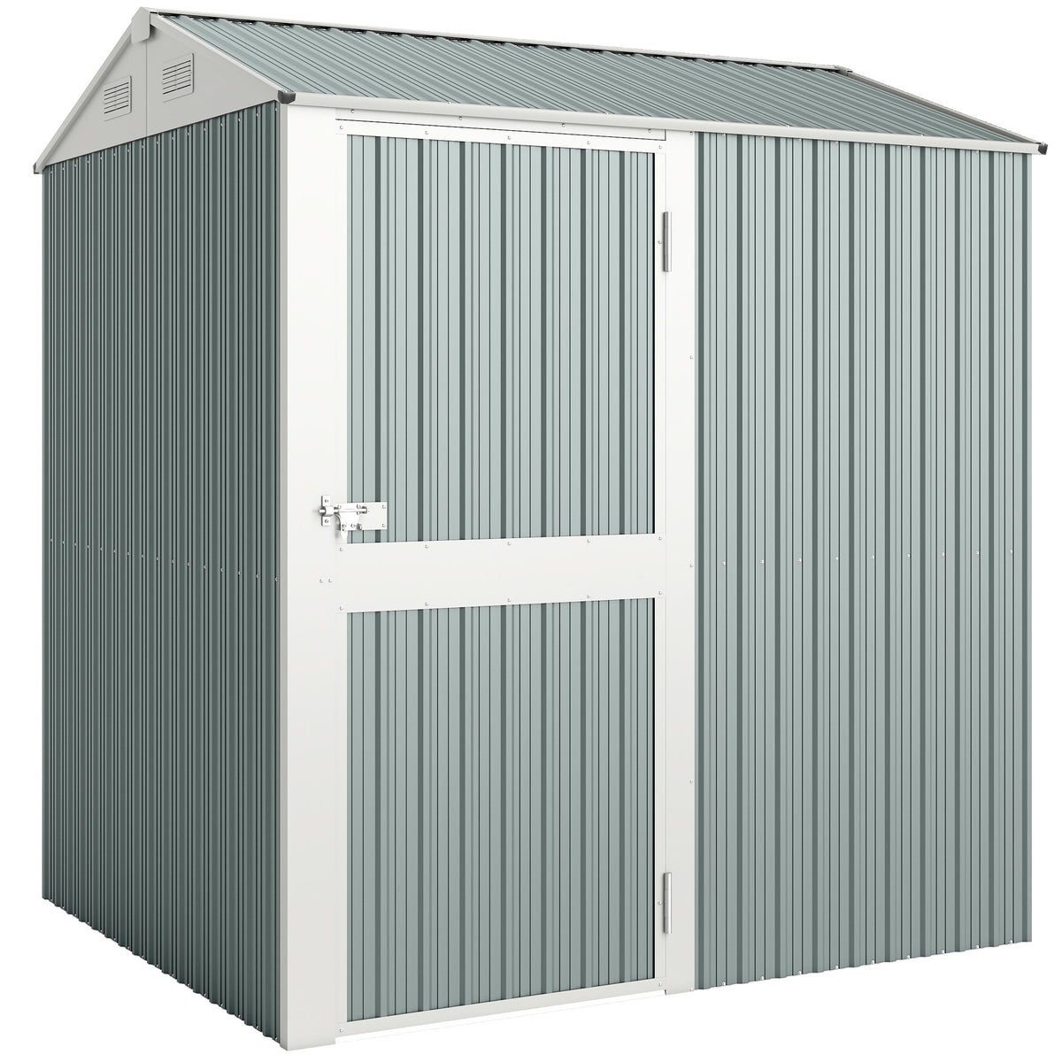 Outsunny Metall Gerätehaus 3,5 m², Hoher Abschließbar Geräteschuppen mit Sattedach Lüftungen Handschuhen, 209