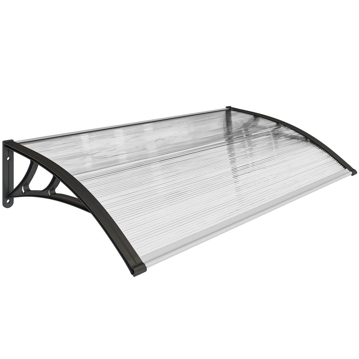 Outsunny Vordach für Haustür/Fenster, wetterfest, transparent, Aluminium-Verbindungstangen/Polycarbonat, 110