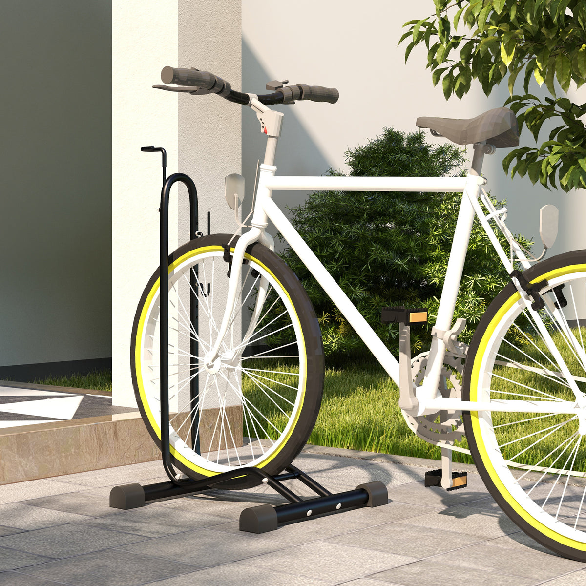 Fahrradständer, vertikal/horizontal, für 24-29", 700c, 41 x 41 x 76-121cm, Stahl, Schwarz – Produktabbildung 2