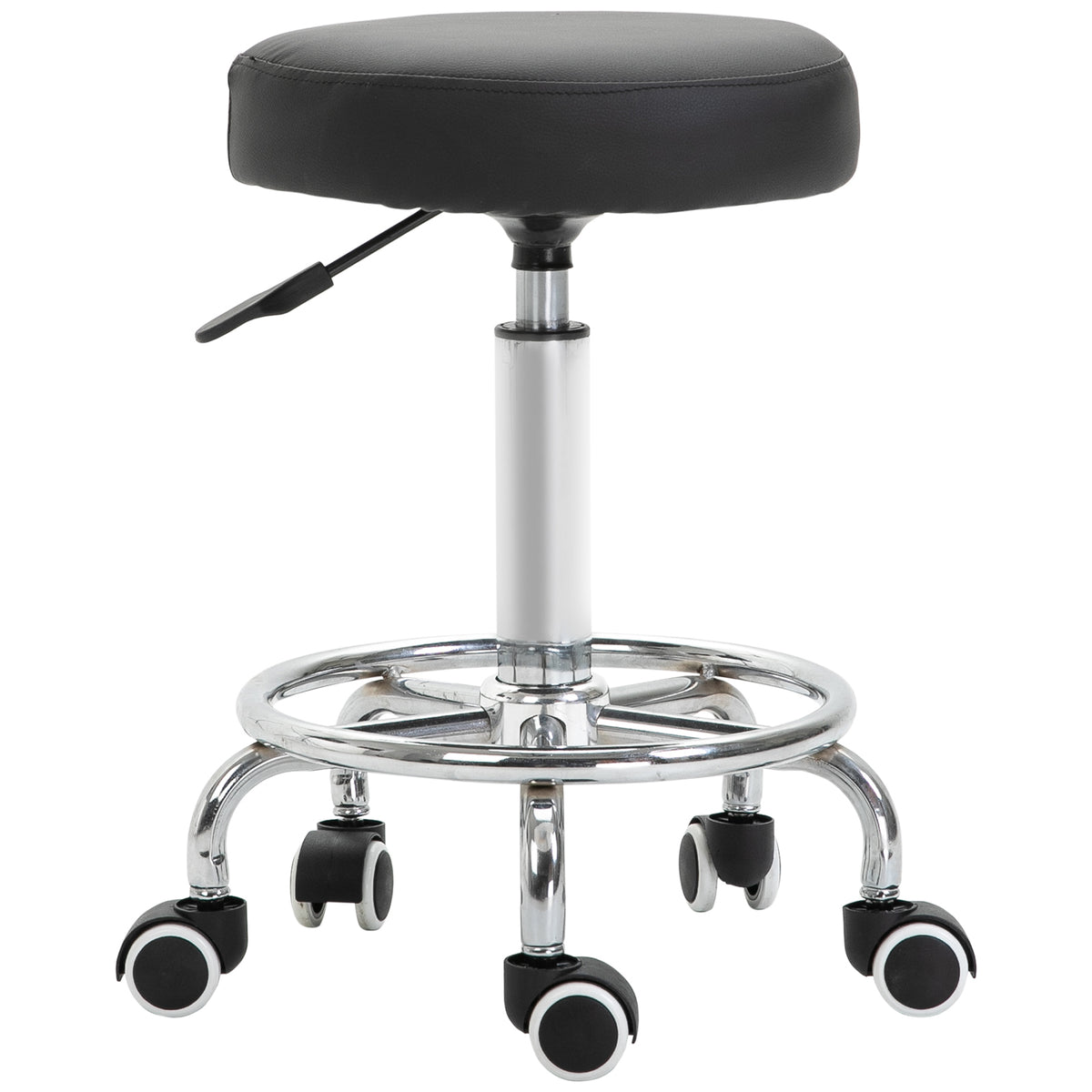 Salon stool, height-adjustable, faux leather, up to 110 kg, Ø42x50-64H cm, black