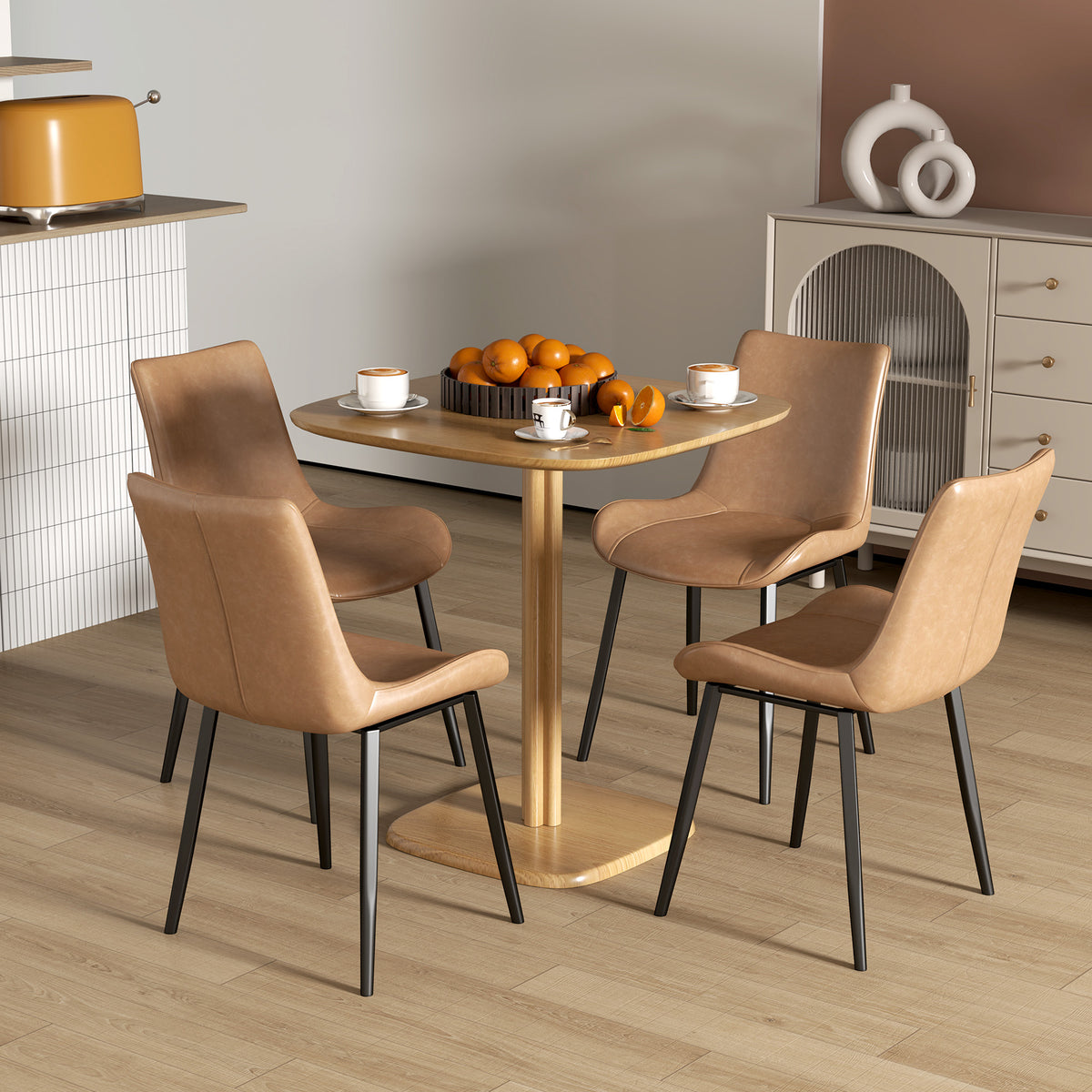 HOMCOM Esstisch, 70 x 70 cm Küchentisch für 4 Personen aus Kautschukholz für Küche, Esszimmer, Natur – Produktabbildung 2