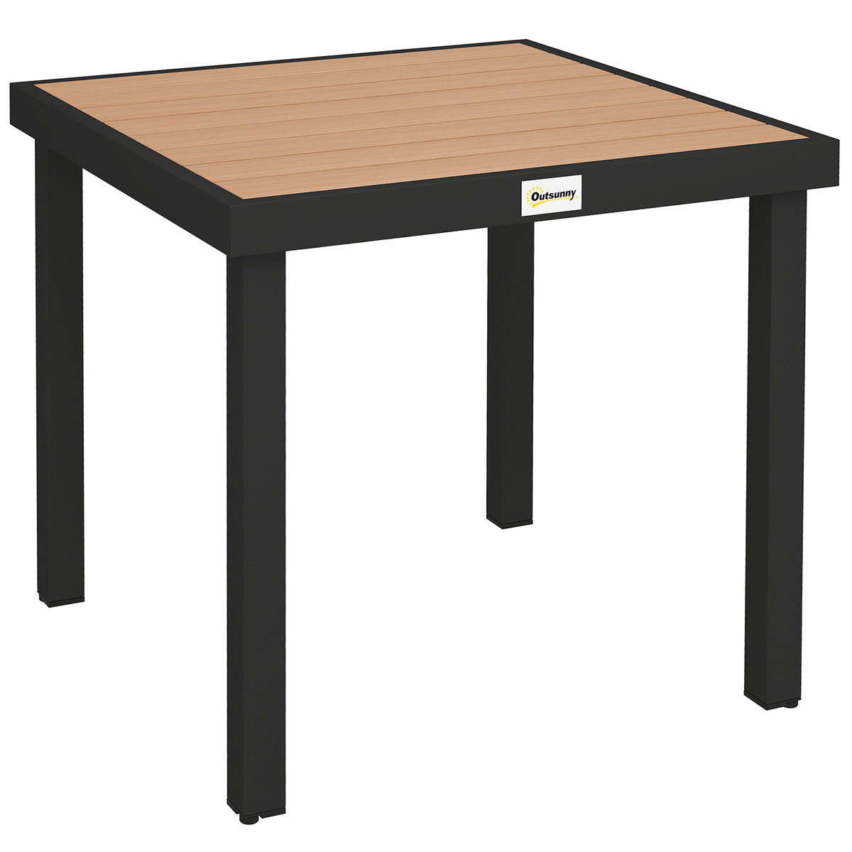 Plastic garden table 78 x 78 x 74 cm weatherproof aluminum frame, buffet table camping table for 4 people