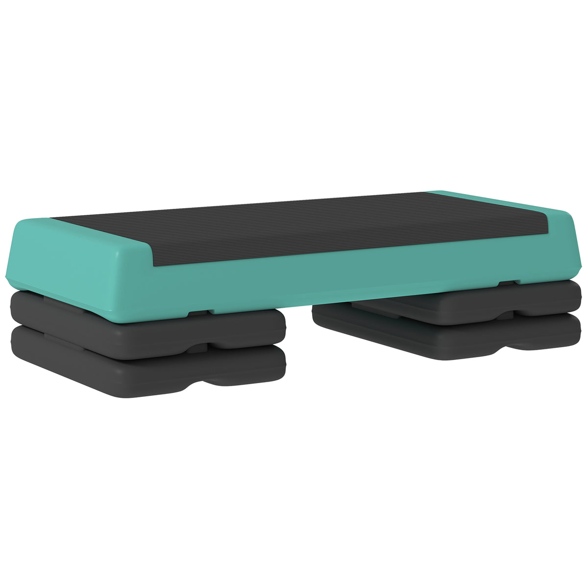 Height-adjustable fitness aerobic stepper with 3 levels (10.5/15.5/20.5 cm), anti-slip green