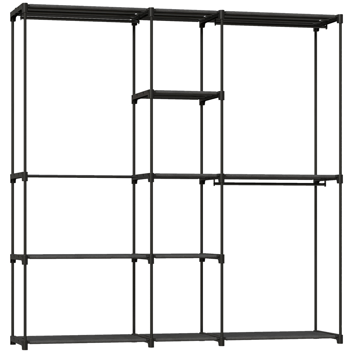 HOMCOM Kleiderschrank offen, 4 Stock Kleiderständer mit 2 Hängefächern für Wohnzimmer, 182 x 43 x 185 cm
