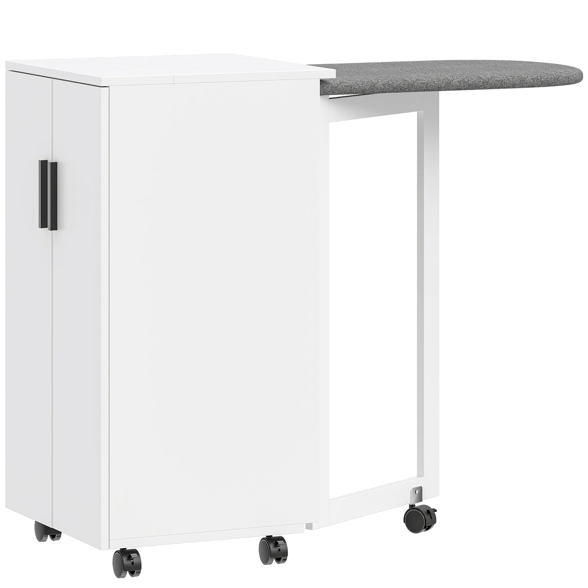 HOMCOM 2-in-1 faltbarer Bügelbrettschrank auf Rollen mit Bügelbrett und verstellbarem Regal für kleine Räume