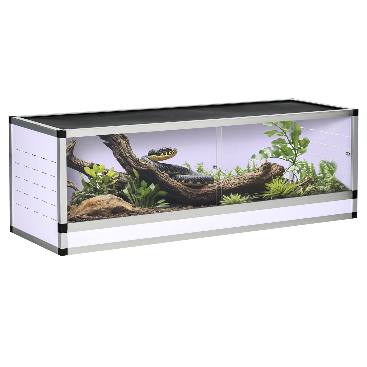 PawHut Terrarium aus Aluminium für Reptilien Amphibien Spinnentiere Reptilienzuchtbox Mesh-Terrarium